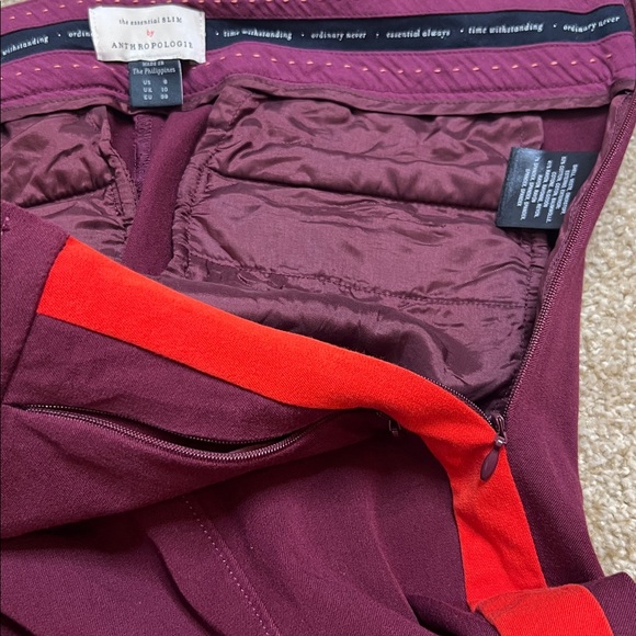 Anthropologie Maroon Track Pants with Red Side Stripe - Picture 7 of 9